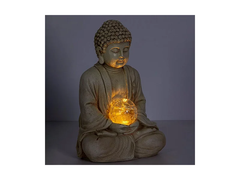 Lampe Solaire Bouddha Gris