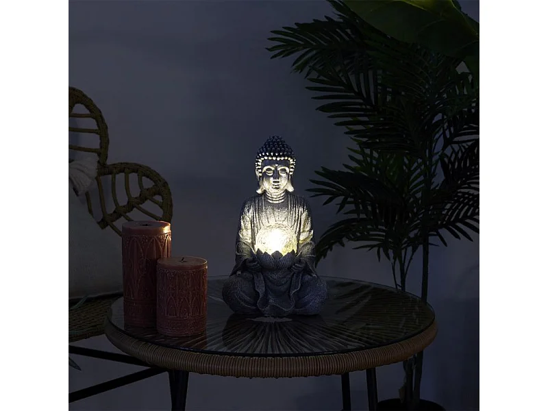 Lampe Solaire Bouddha Gris