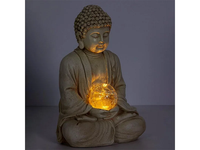 Lampe Solaire Bouddha Gris