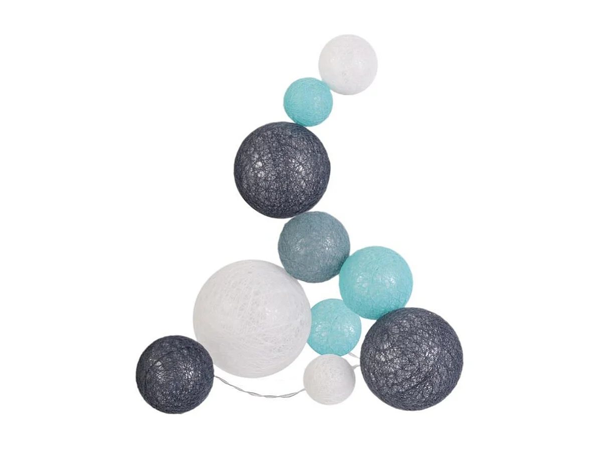 Guirlande Boules 10 Led "Multi Taille" 192cm Bleu