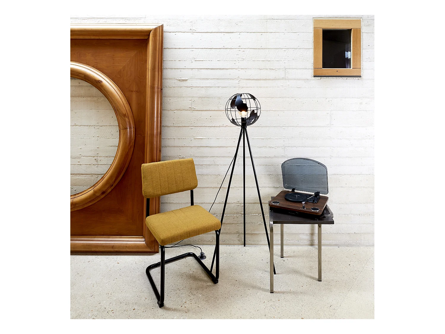 Lampadaire Metal Noir Globe Noir