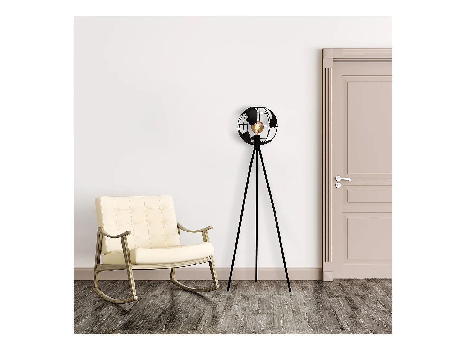 Lampadaire Metal Noir Globe Noir