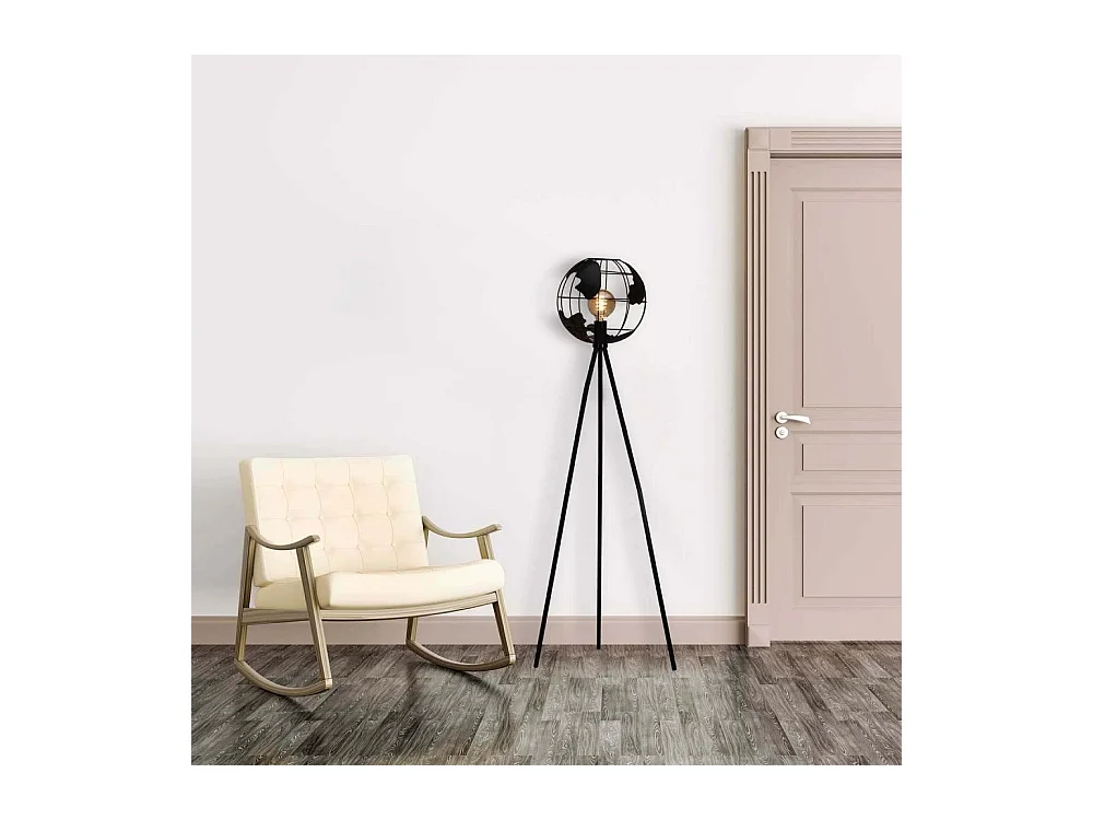 Lampadaire Metal Noir Globe Noir