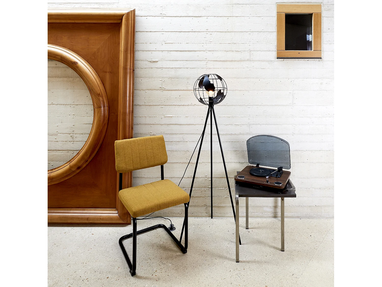 Lampadaire Metal Noir Globe Noir