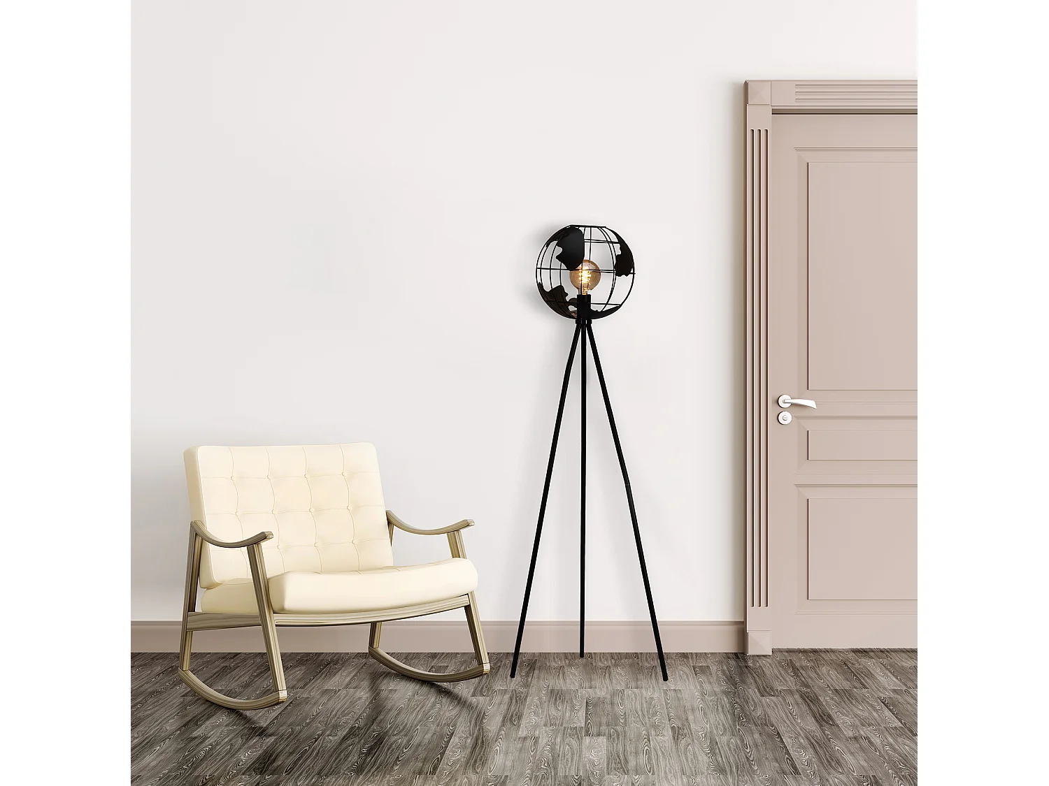 Lampadaire Metal Noir Globe Noir