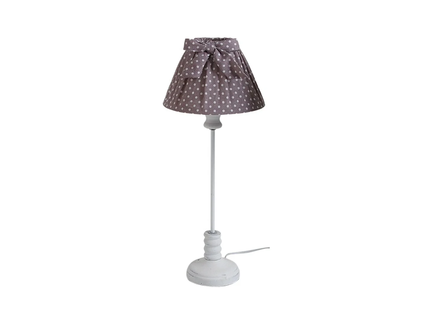 Lampe en bois et coton à pois