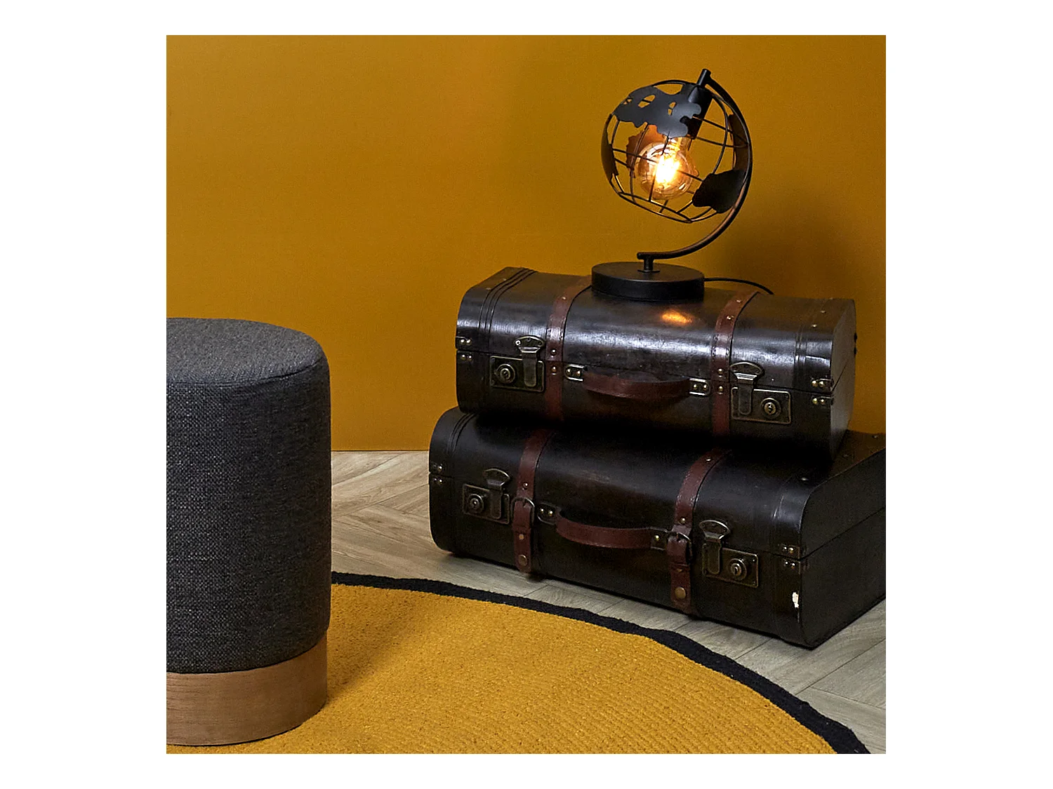 Lampe A Poser Metal Noir Globe Noir