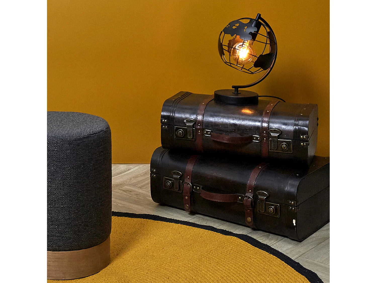 Lampe A Poser Metal Noir Globe Noir