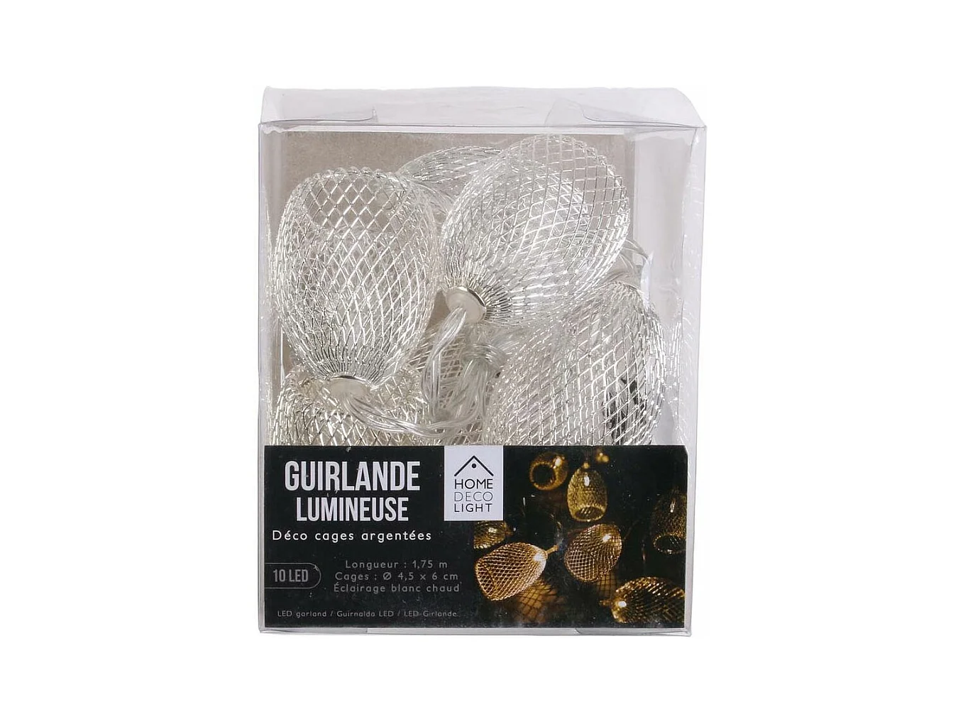 Guirlande Lumineuse Led "10 Cloches" 175cm Argent