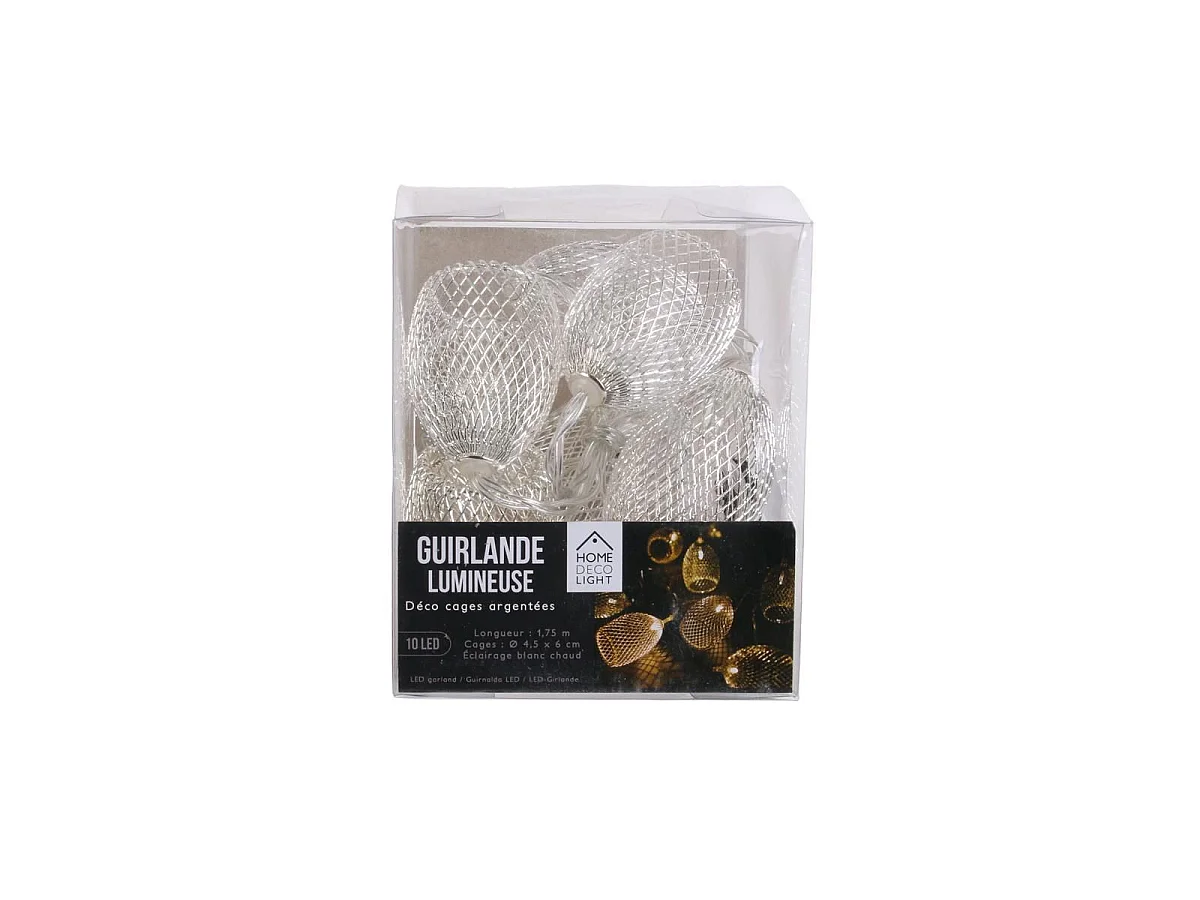 Guirlande Lumineuse Led "10 Cloches" 175cm Argent