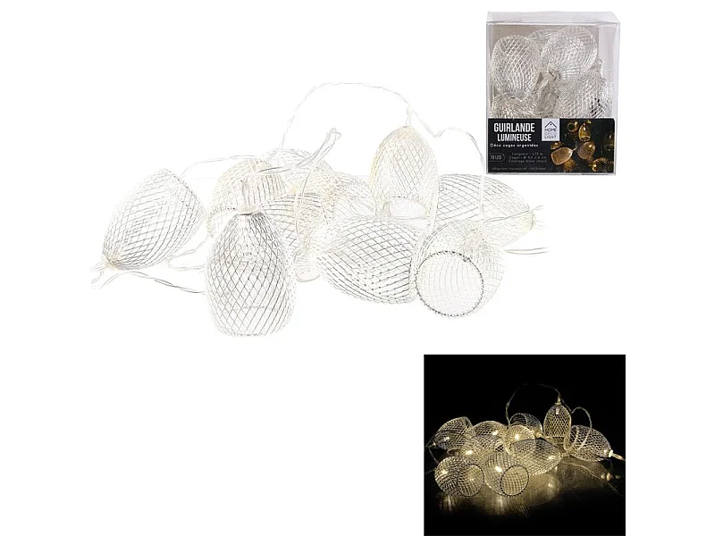 Guirlande Lumineuse Led "10 Cloches" 175cm Argent
