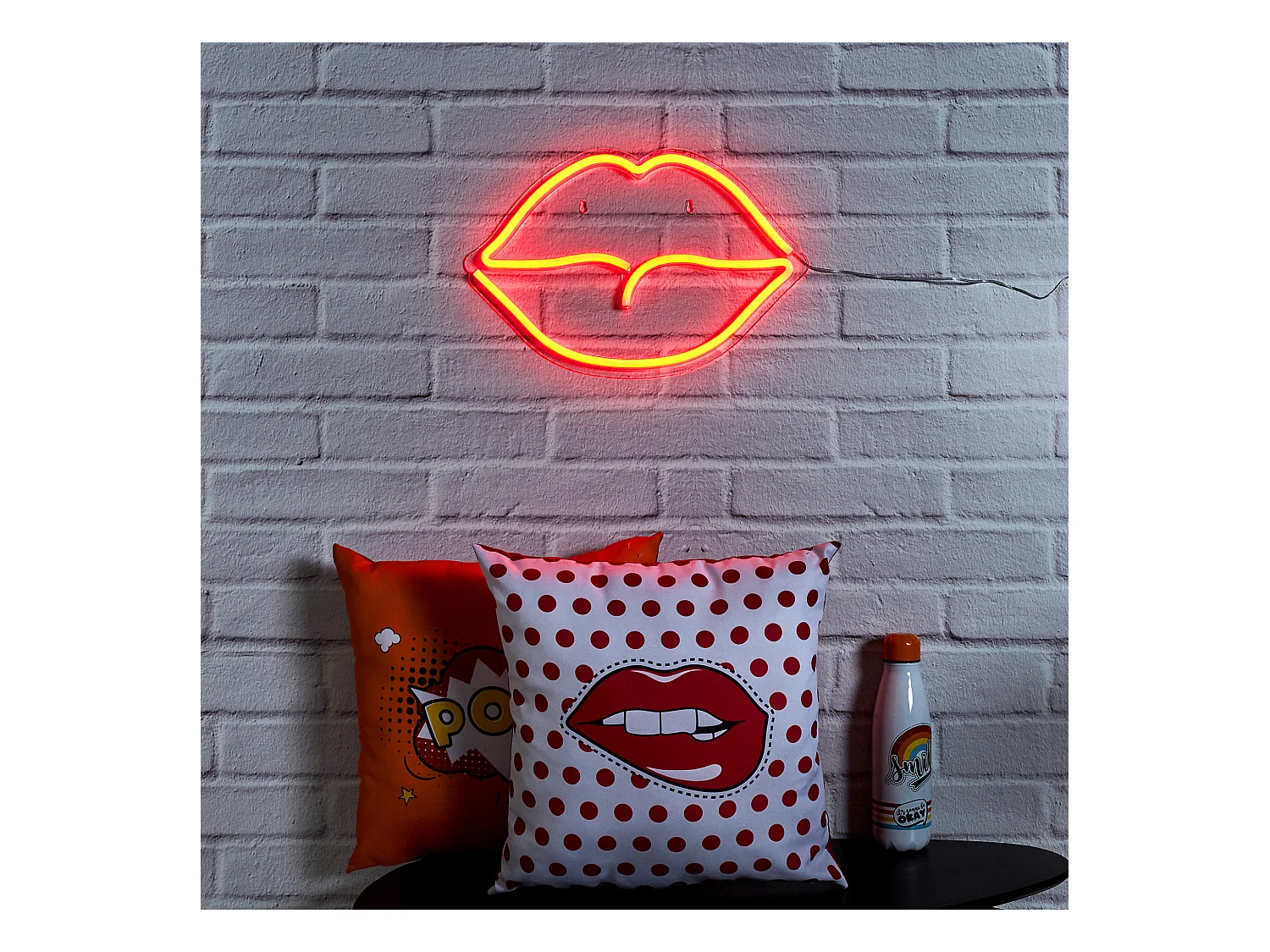 Lampe Neon Bouche Acrylique Usb Rouge