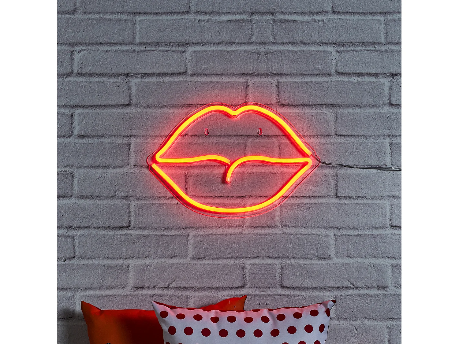 Lampe Neon Bouche Acrylique Usb Rouge