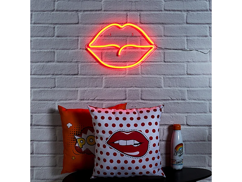 Lampe Neon Bouche Acrylique Usb Rouge