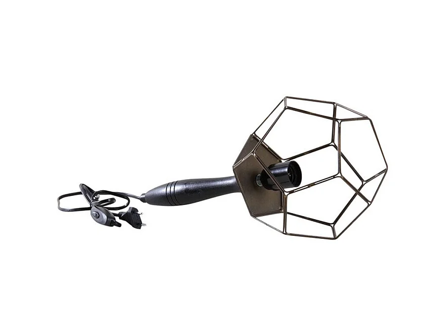 Handleuchte aus Messing und dunklem Holz