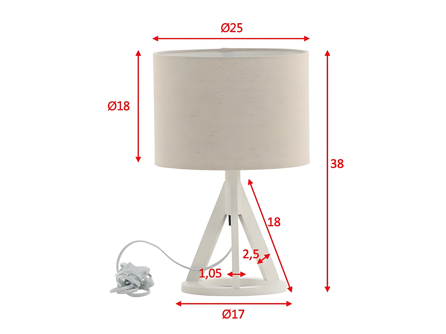 Tischlampe aus Gummibaum und Leinen Kona