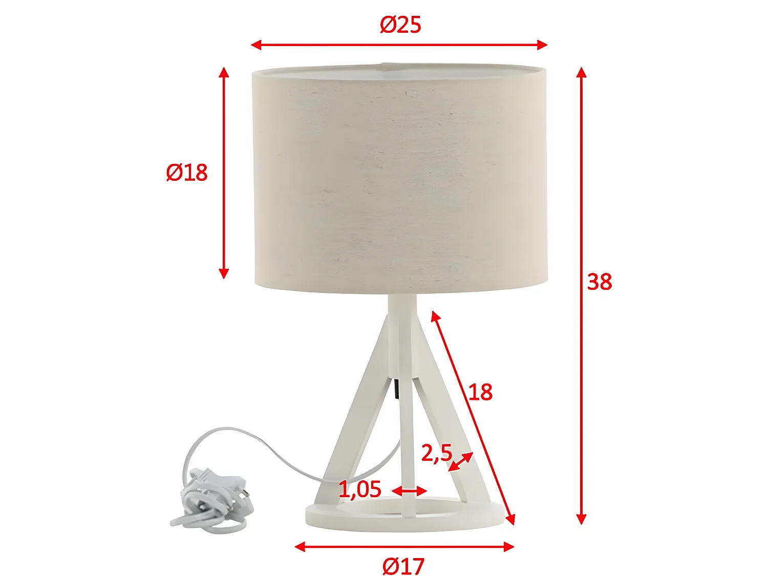 Tischlampe aus Gummibaum und Leinen Kona