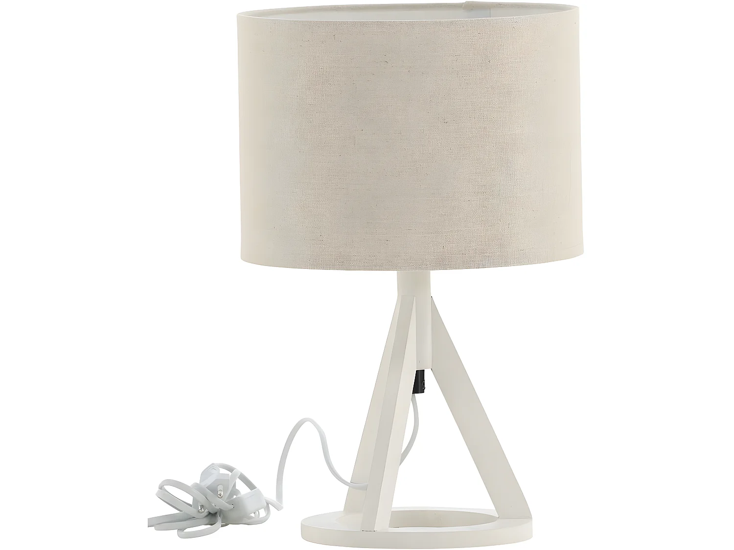 Tischlampe aus Gummibaum und Leinen Kona