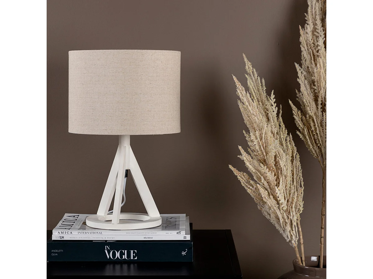 Lampe à Poser en Bois "Kona" 51cm Blanc