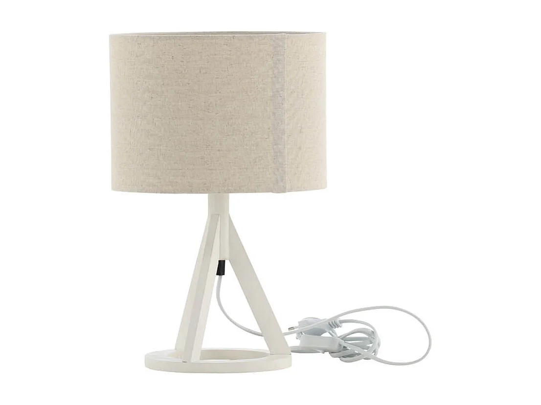 Kona éclairage lampe de table 25x18x50,5cm tissu beige, blanc.