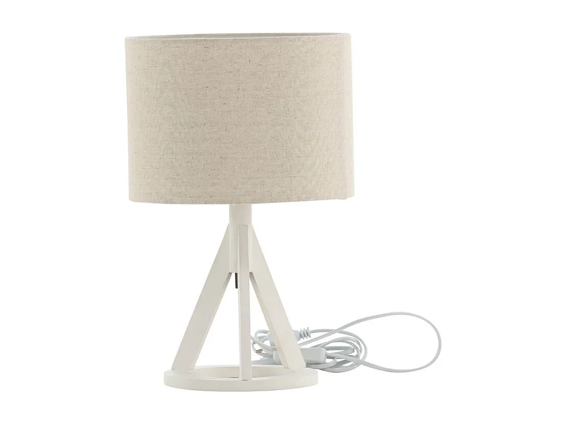 Kona éclairage lampe de table 25x18x50,5cm tissu beige, blanc.