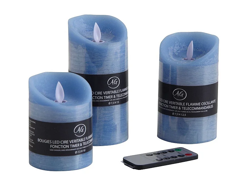 Coffret 3 bougies à LED parfumées avec télécommande Océan