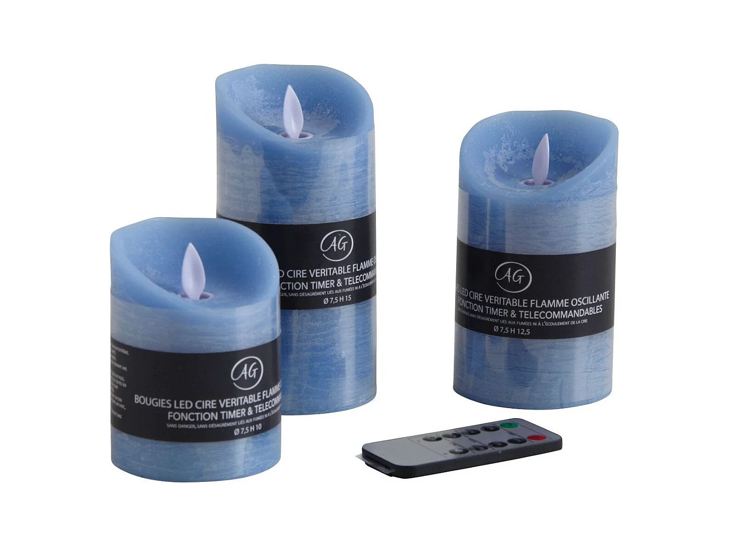 Coffret 3 bougies à LED parfumées avec télécommande Océan