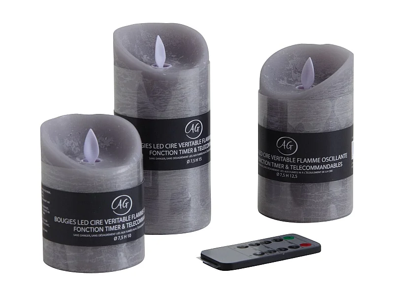 Coffret 3 bougies à LED parfumées avec télécommande Fleur de coton