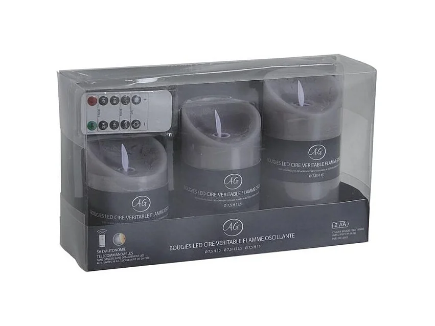 Coffret 3 bougies à LED parfumées avec télécommande Fleur de coton