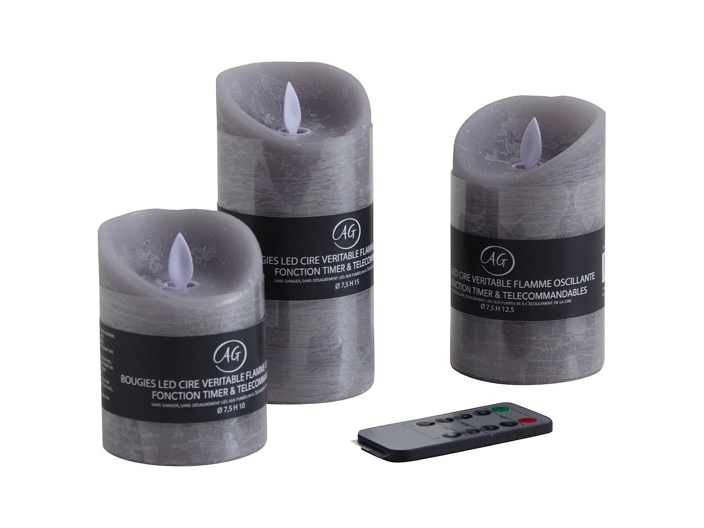 Coffret 3 bougies à LED parfumées avec télécommande Fleur de coton