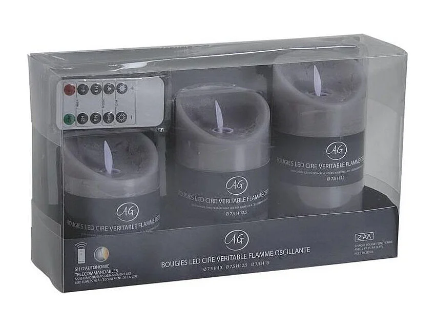 Coffret 3 bougies à LED parfumées avec télécommande Fleur de coton