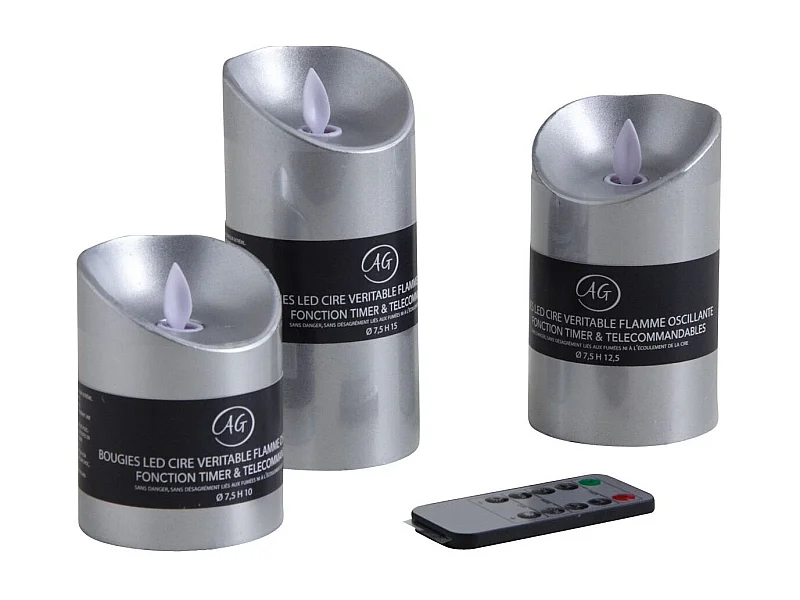 Coffret 3 bougies à LED avec télécommande