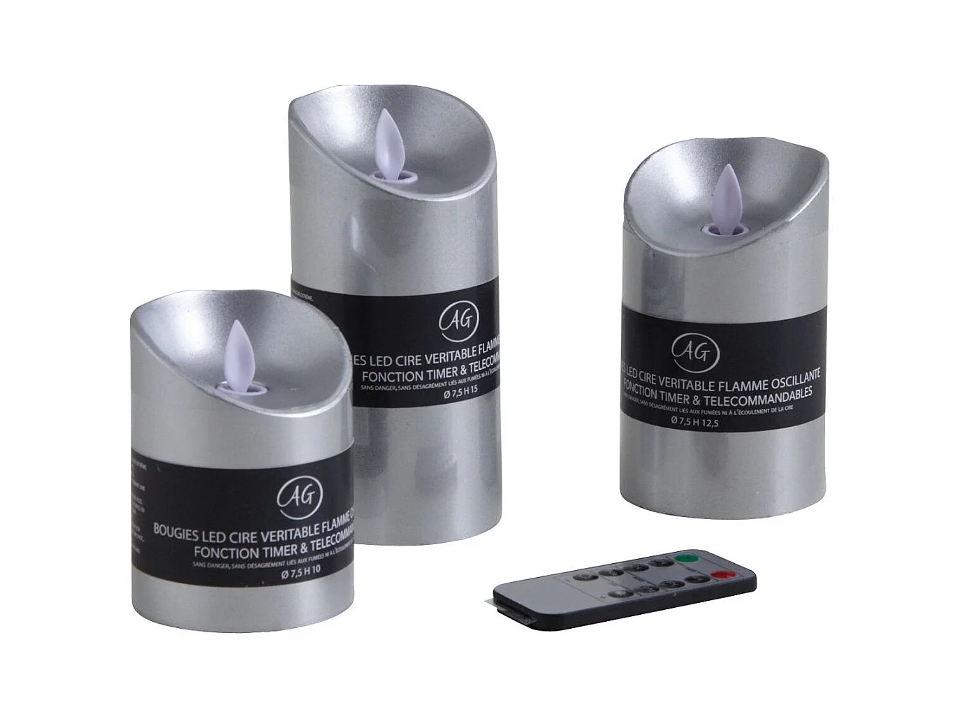 Coffret 3 bougies à LED avec télécommande