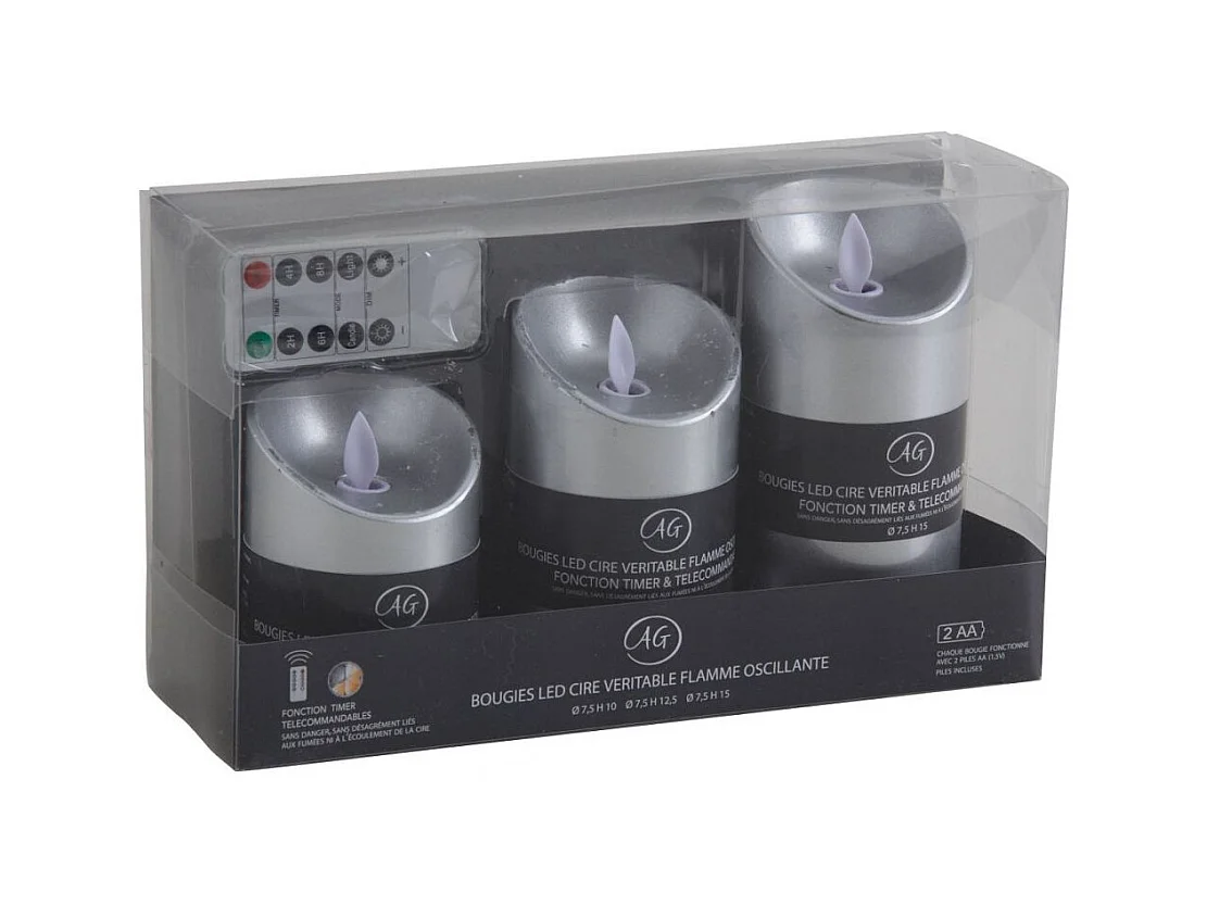 Coffret 3 bougies à LED avec télécommande