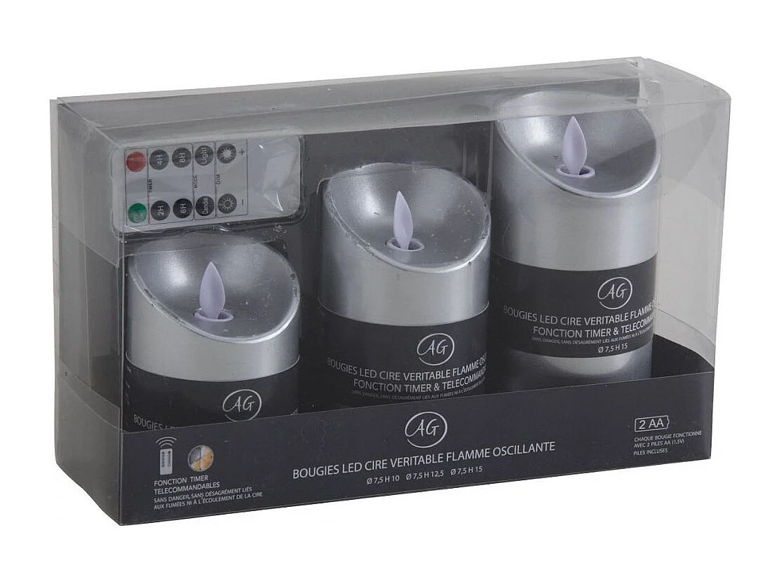Coffret 3 bougies à LED avec télécommande