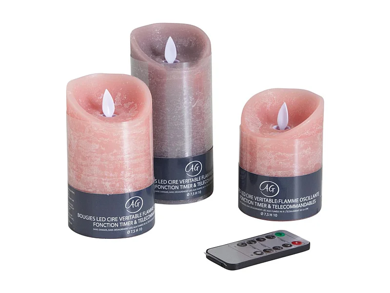 Coffret 3 bougies à LED parfumées avec télécommande Pamplemousse