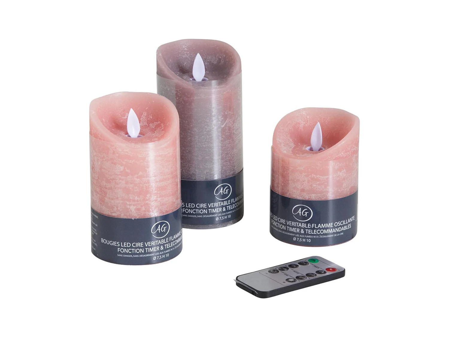 Coffret 3 bougies à LED parfumées avec télécommande Pamplemousse