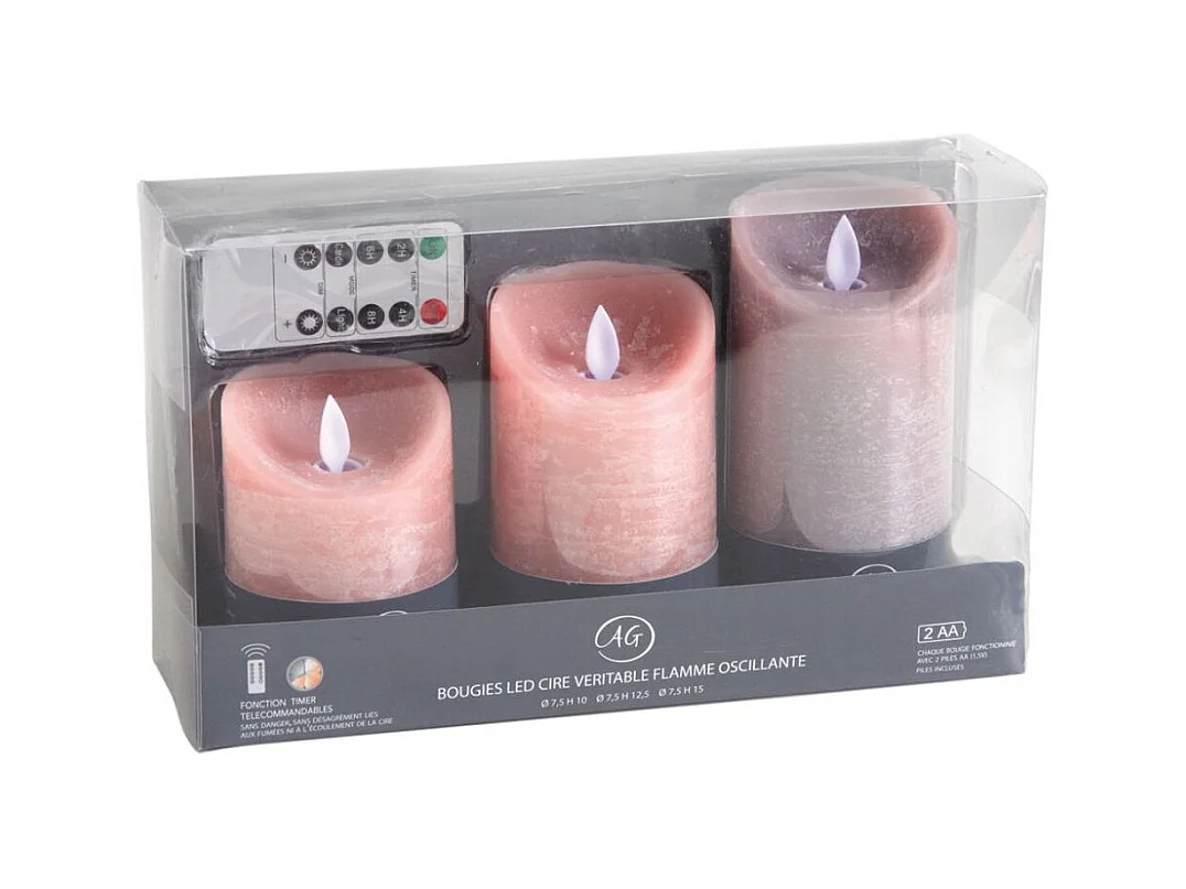 Coffret 3 bougies à LED parfumées avec télécommande Pamplemousse