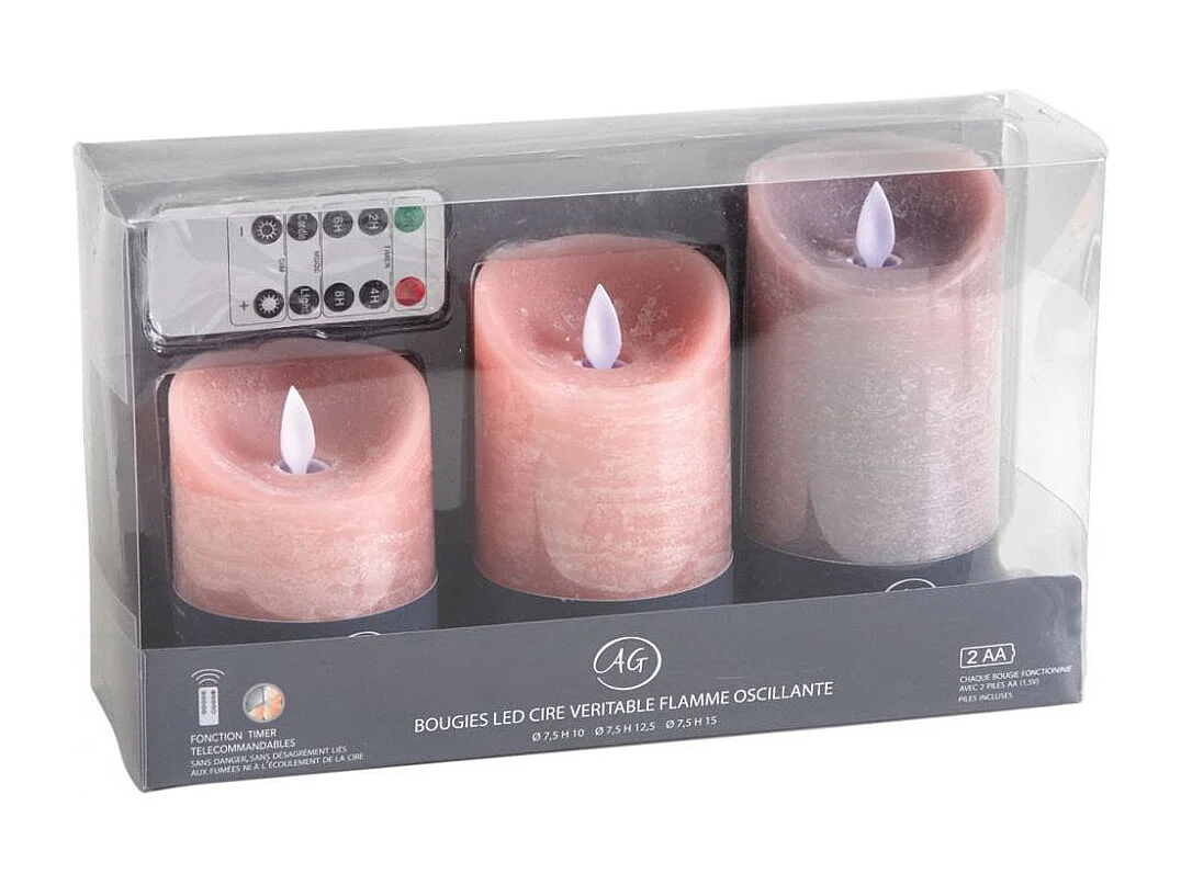 Coffret 3 bougies à LED parfumées avec télécommande Pamplemousse