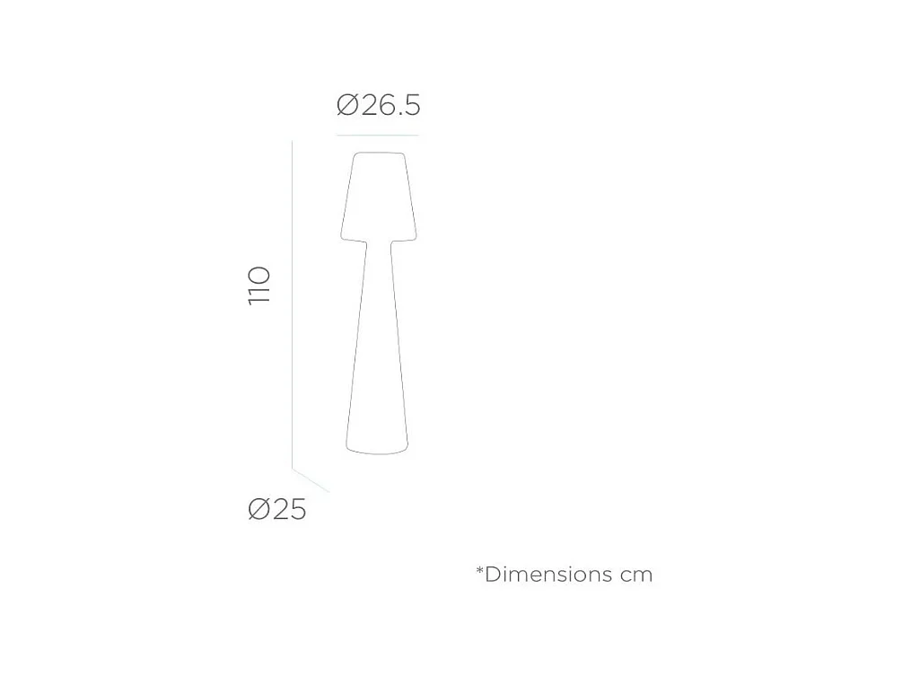 Lámpara de pie led de exterior Lola 110 cm Batería recargable