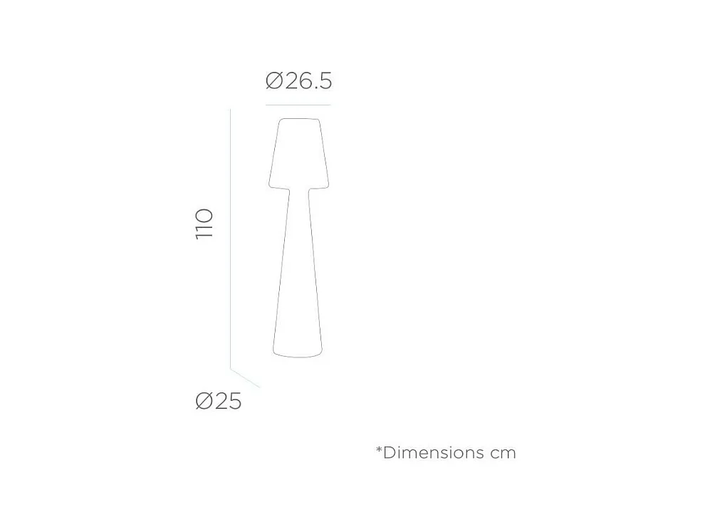 Lámpara de pie led de exterior Lola 110 cm Batería recargable