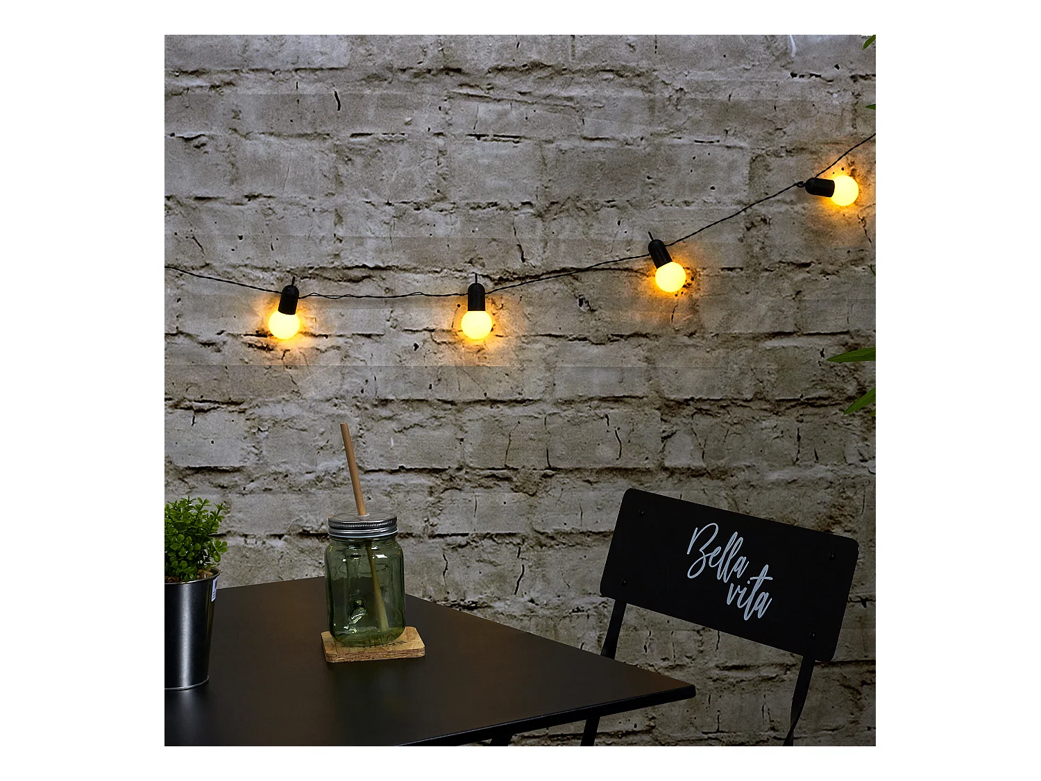 Guirlande Ampoule Exterieur 10 Leds 2m70 Transparent, Noir