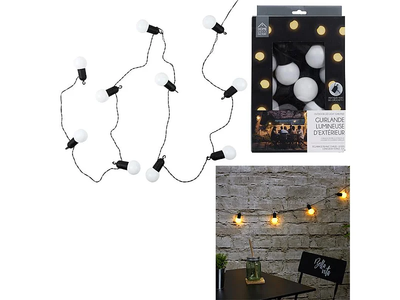 Guirlande Ampoule Exterieur 10 Leds 2m70 Transparent, Noir