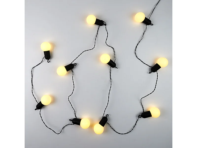 Guirlande Ampoule Exterieur 10 Leds 2m70 Transparent, Noir