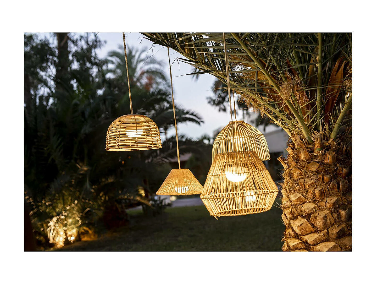 Outdoor-Hängeleuchte aus Rattan mit Led Sisine nature