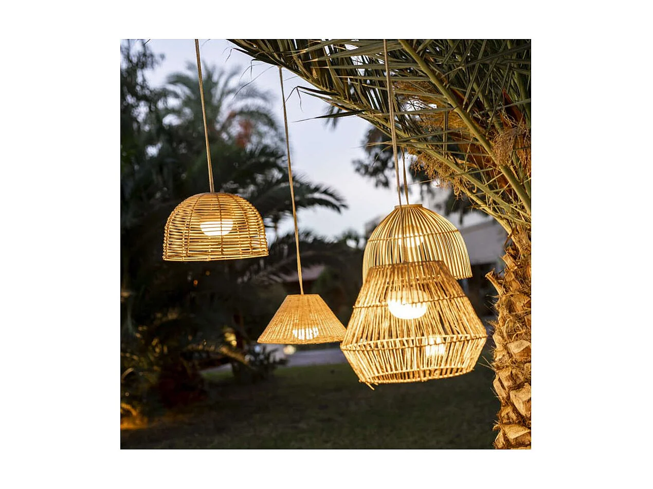 Suspension extérieure en rotin avec led Bossa nature