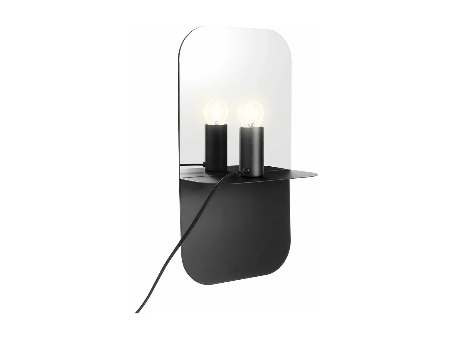 Applique murale avec miroir intégré Plate Noir