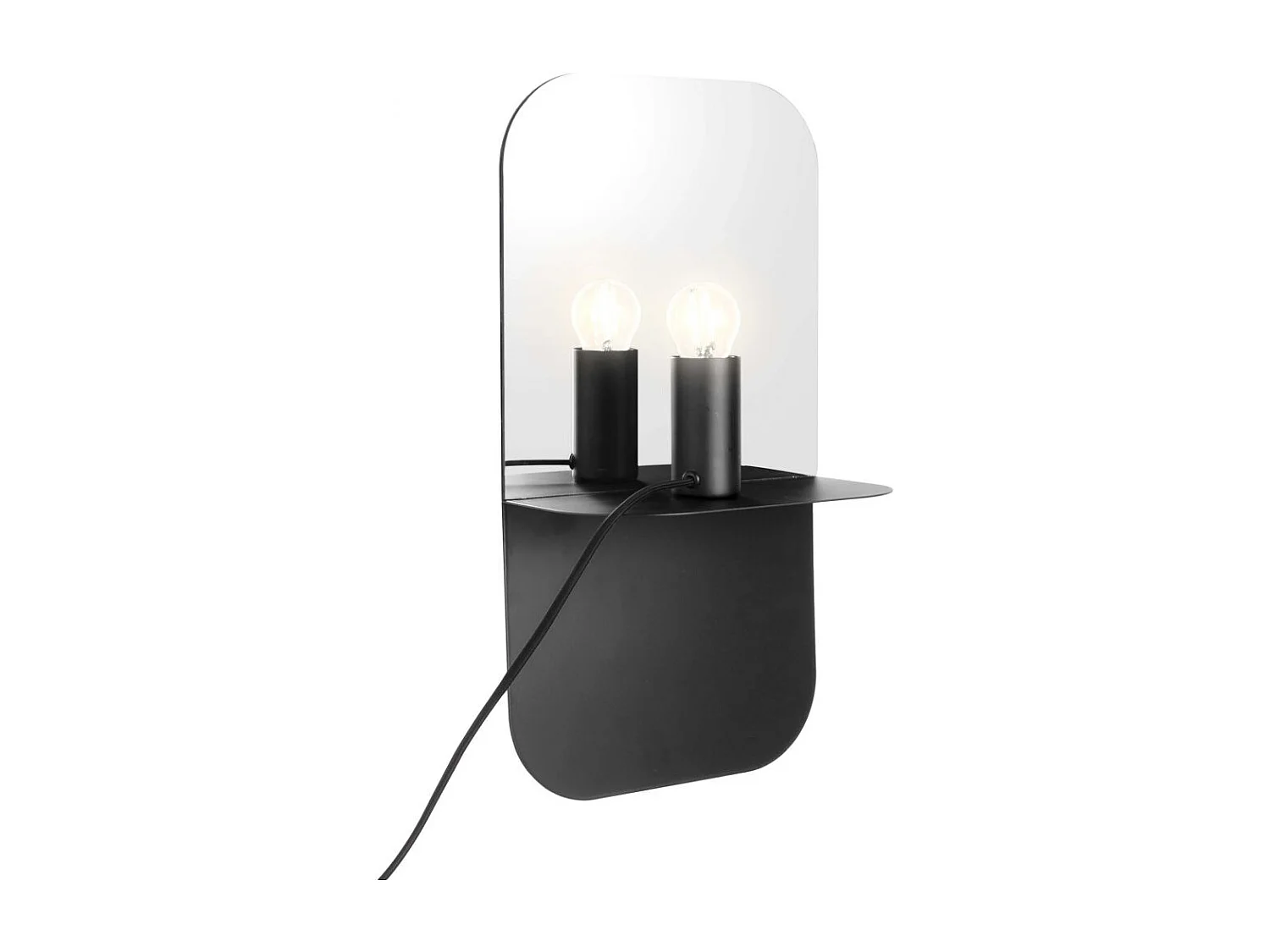 Applique murale avec miroir intégré Plate Noir