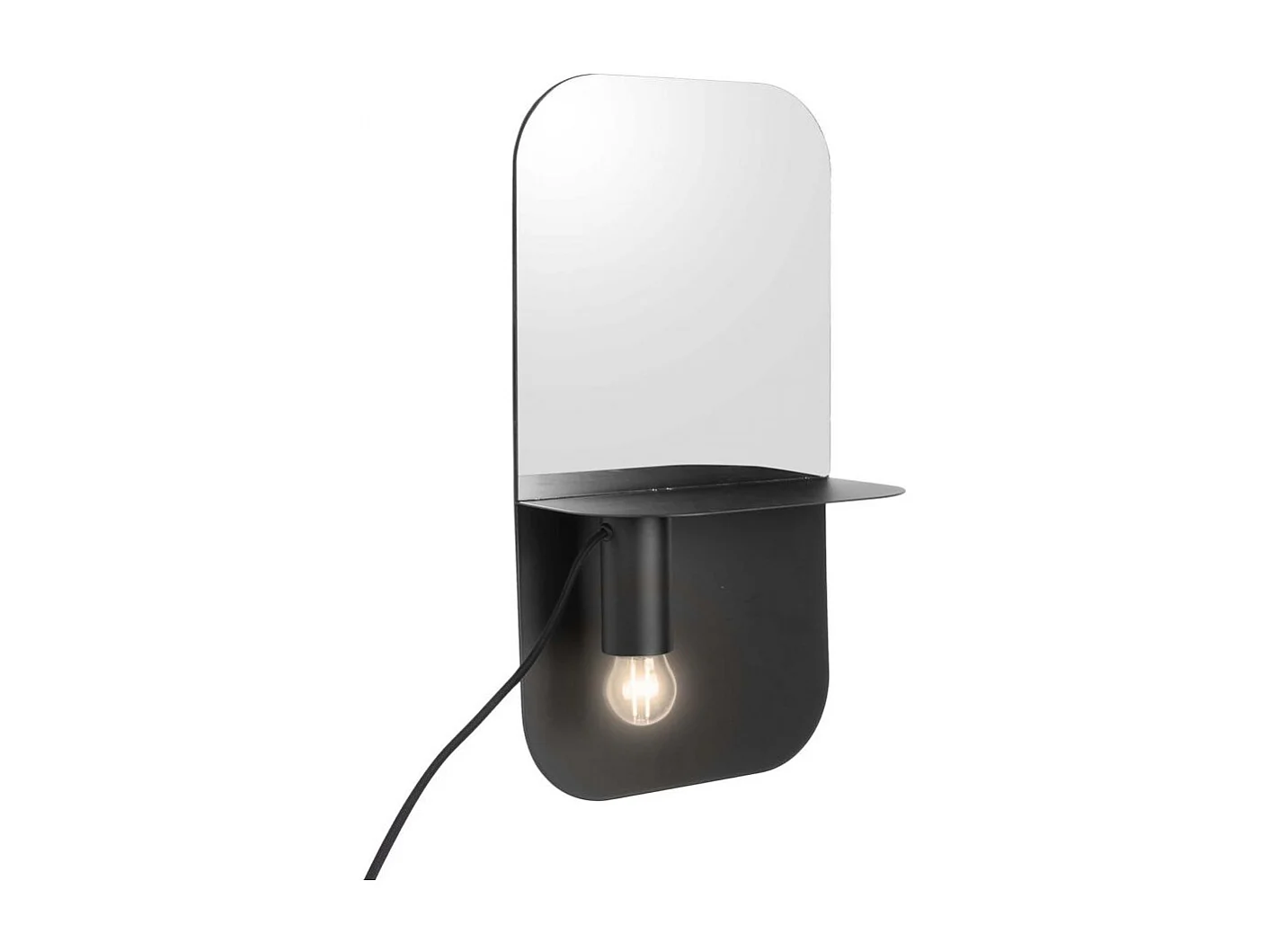 Applique murale avec miroir intégré Plate Noir