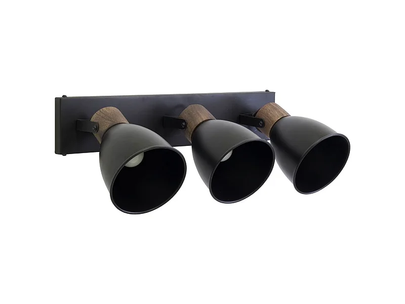 Applique murale en bois de manguier et métal 3 lampes